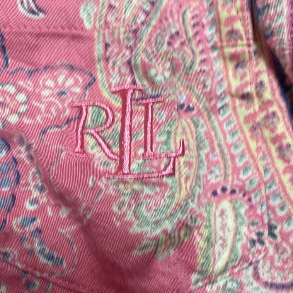 Lauren Ralph Lauren Paisley Button Up Flannel Shirt PJ Top size large - Picture 6 of 7